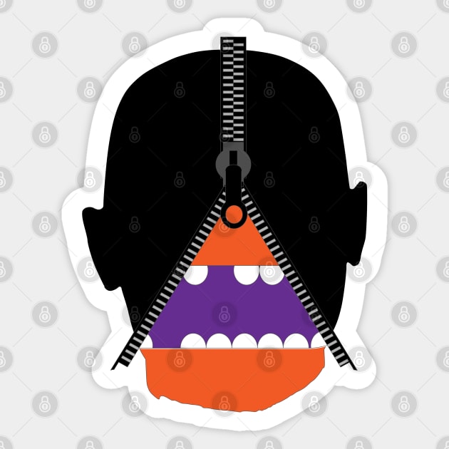 Impatient Halloween Monster Scary Orange True Face Zipper Sticker by K0tK0tu